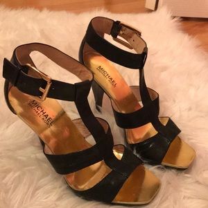 Michael Kors Black Leather Heels/Sandals
